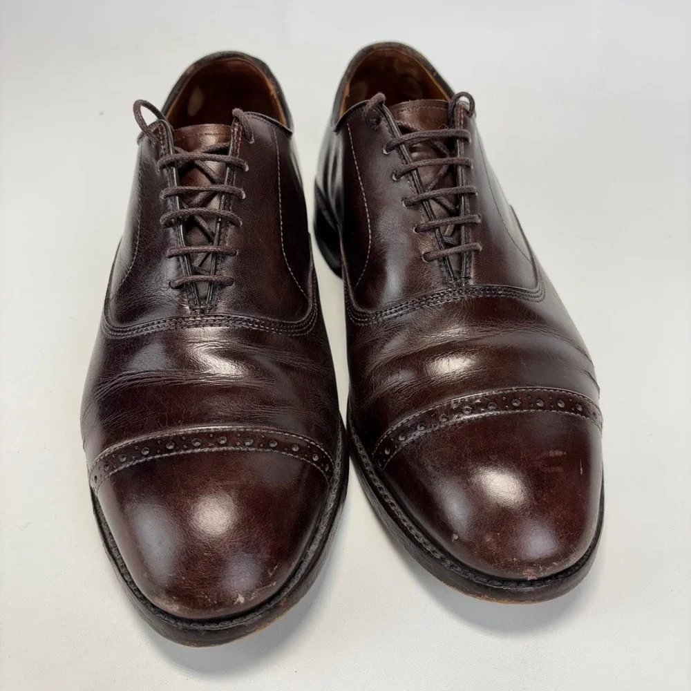 Allen Edmonds Fifth Avenue Oxford Mens 8 Dark Brown Leather Cap Toe Dress Shoes